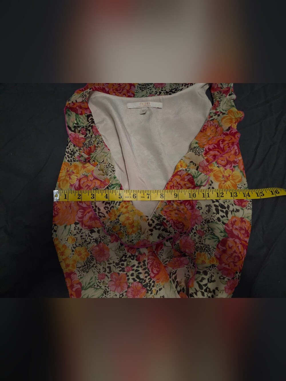 Guess Floral Ruffle High-Low Dress in Pink, Yellow, Cream - Picture 7 of 9
